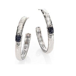 John Hardy Black Sapphire & Sterling Silver Medium Hoop Earrings